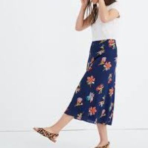 Madewell Silk Atrium Midi Skirt 0 Bird of Paradise